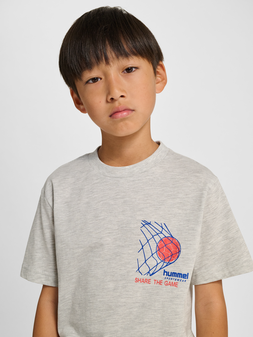 hmlJR REG T-SHIRT S/S RUNNER 2-PACK, LIGHT GREY MELANGE/DRESS BLUES, model