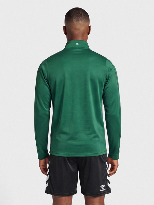 hmlCORE XK HALF ZIP POLY SWEAT, EVERGREEN, model