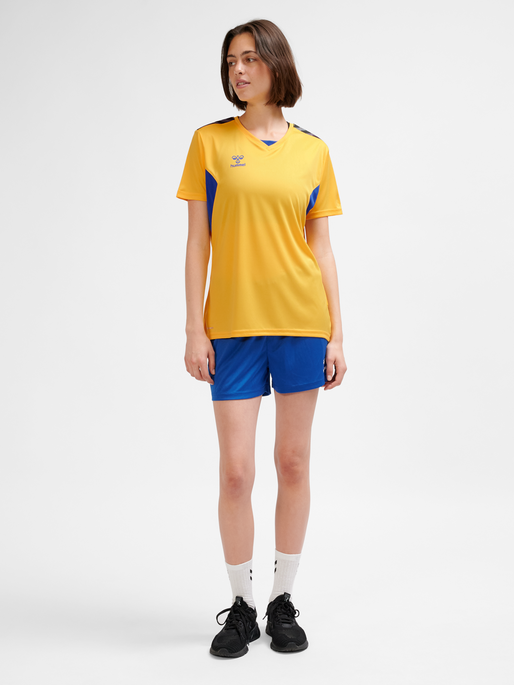 hmlAUTHENTIC PL JERSEY S/S WOMAN, SPORTS YELLOW/TRUE BLUE, model