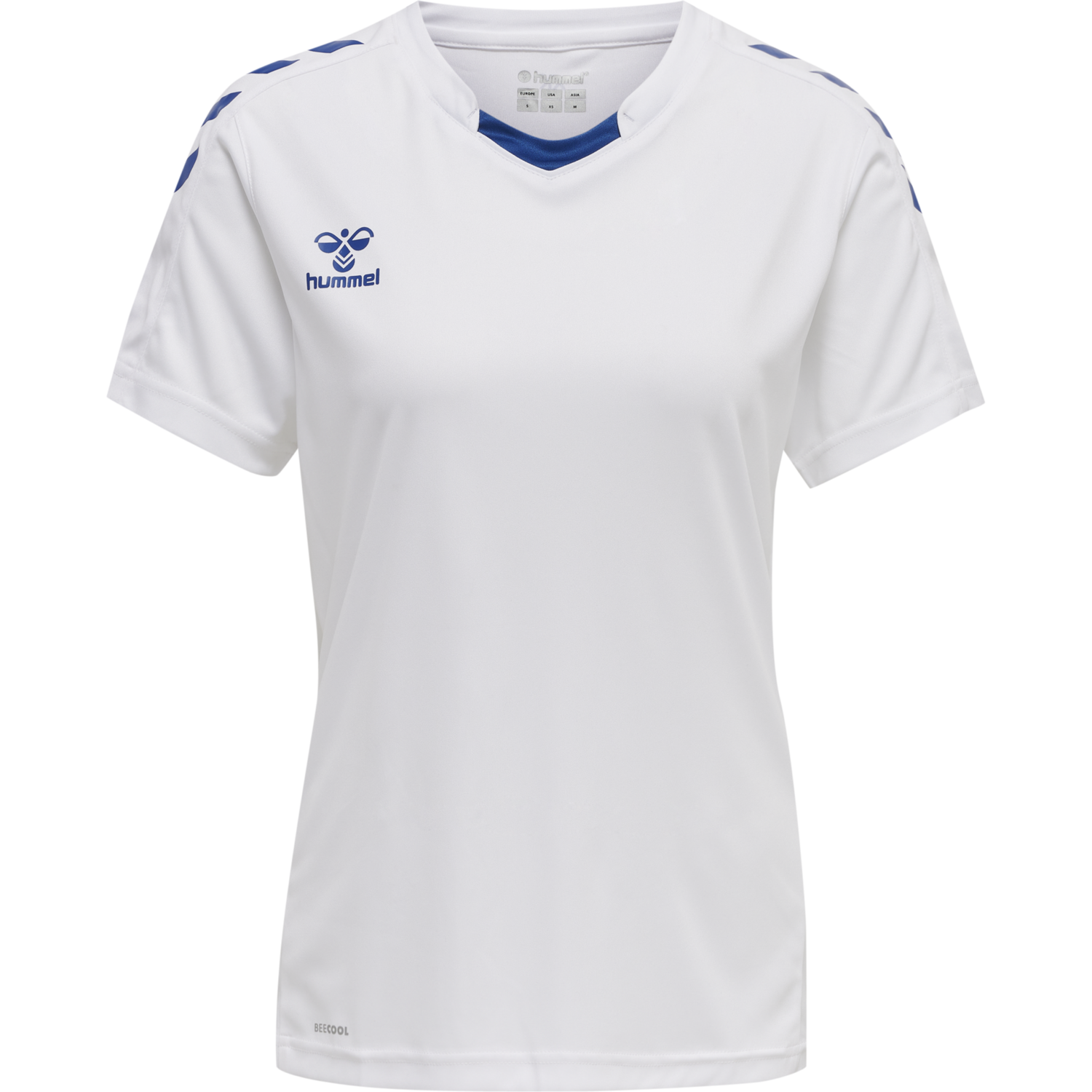 hmlCORE XK POLY JERSEY S/S WOMAN, WHITE/TRUE BLUE, packshot