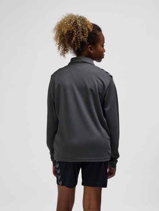 hmlAUTHENTIC HALF ZIP SWEAT KIDS, ASPHALT, model