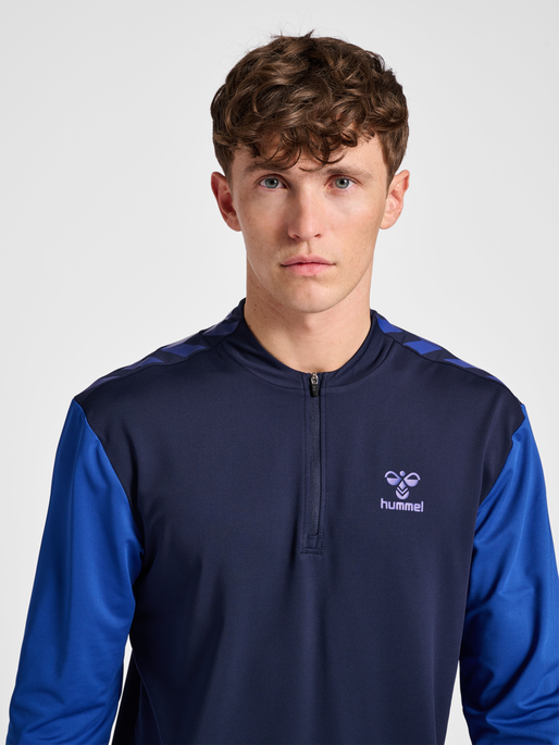hmlPRO GRID HALF ZIP TRAINING L/S, MARITIME BLUE/SURF THE WEB, model