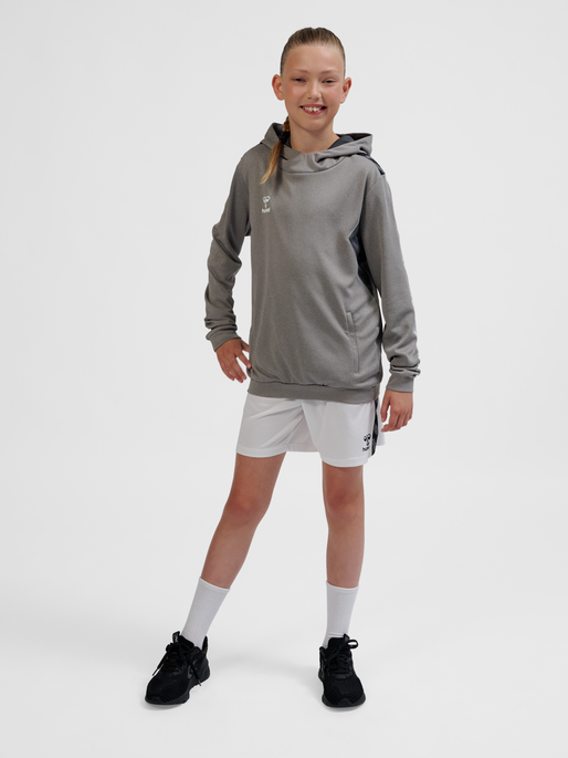 hmlAUTHENTIC PL HOODIE KIDS, GREY MELANGE, model