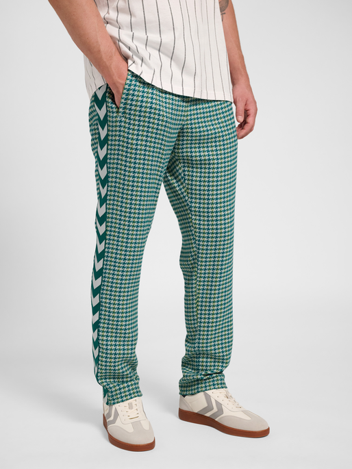 Pepita Woven Logotape Trackpants, YELLOW/LIGHT BLUE/TEAL, model