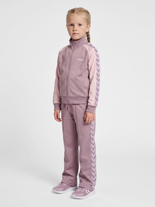 hmlJR REG POLY TAPE ZIP JACKET, SEA FOG, model