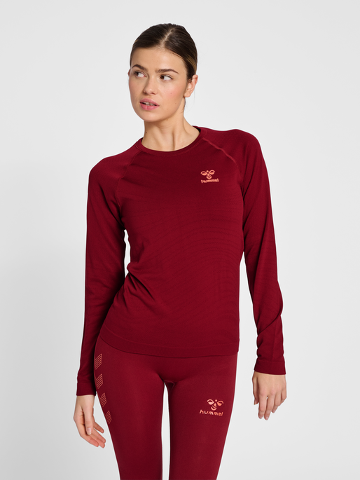 hmlONGRID SEAMLESS L/S WO, RHUBARB/NASTURTIUM, model