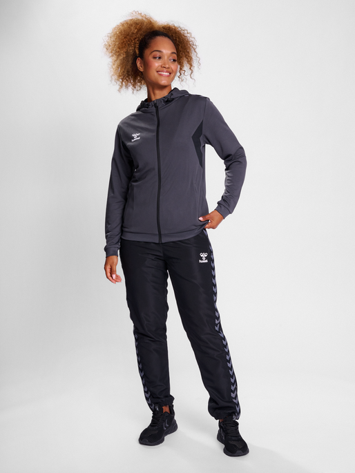hmlAUTHENTIC PL ZIP HOODIE WOMAN, ASPHALT, model