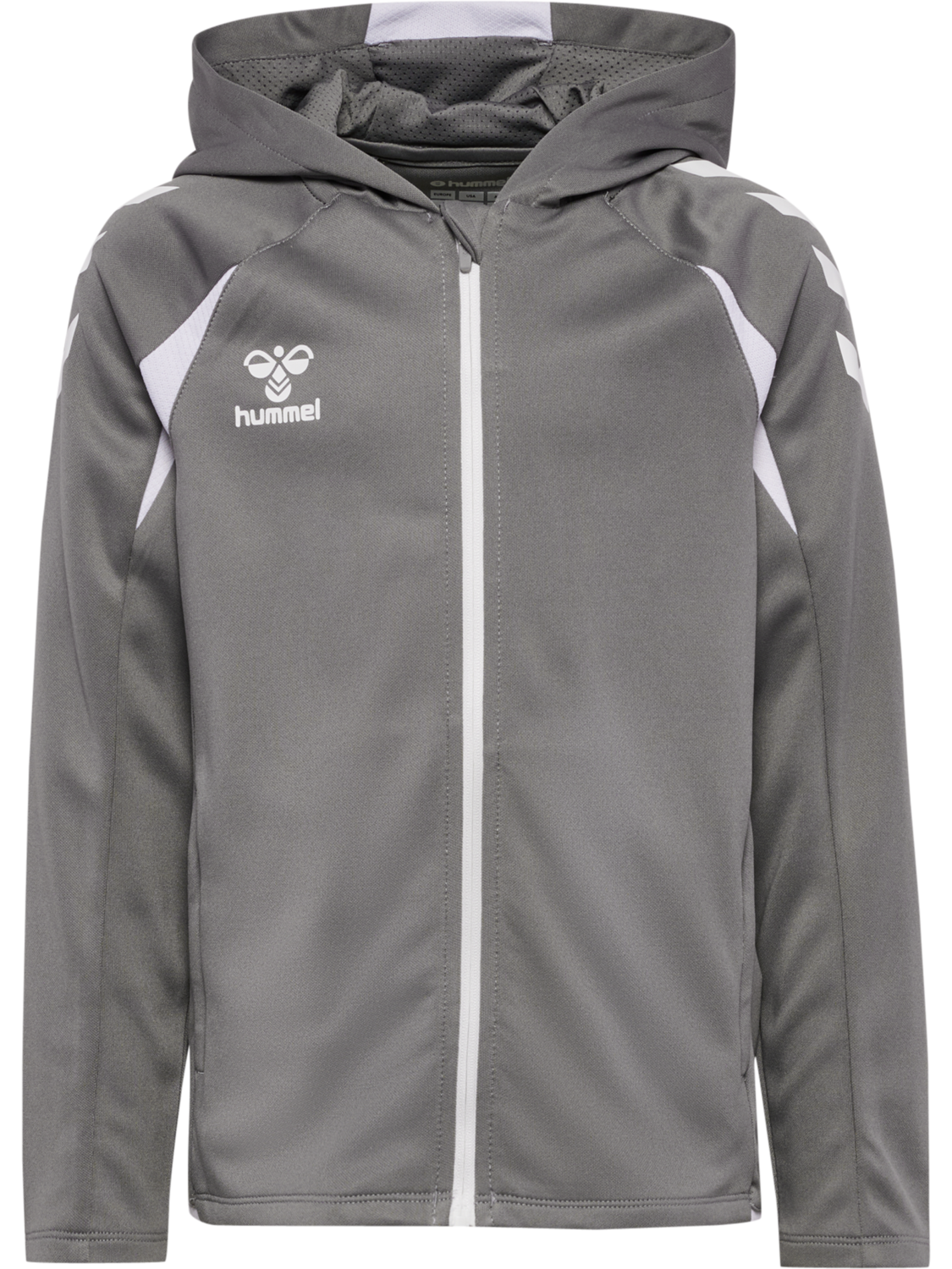 hmlCORE 2.0 ZIP HOODIE KIDS, STEEL GRAY/WHITE, packshot