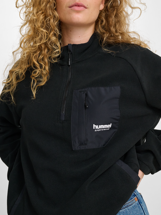 hmlFLEECE HALFZIP SW, BLACK, model