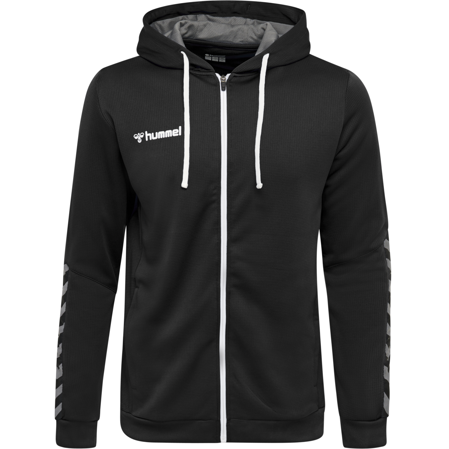 hmlAUTHENTIC KIDS POLY ZIP HOODIE, BLACK/WHITE, packshot