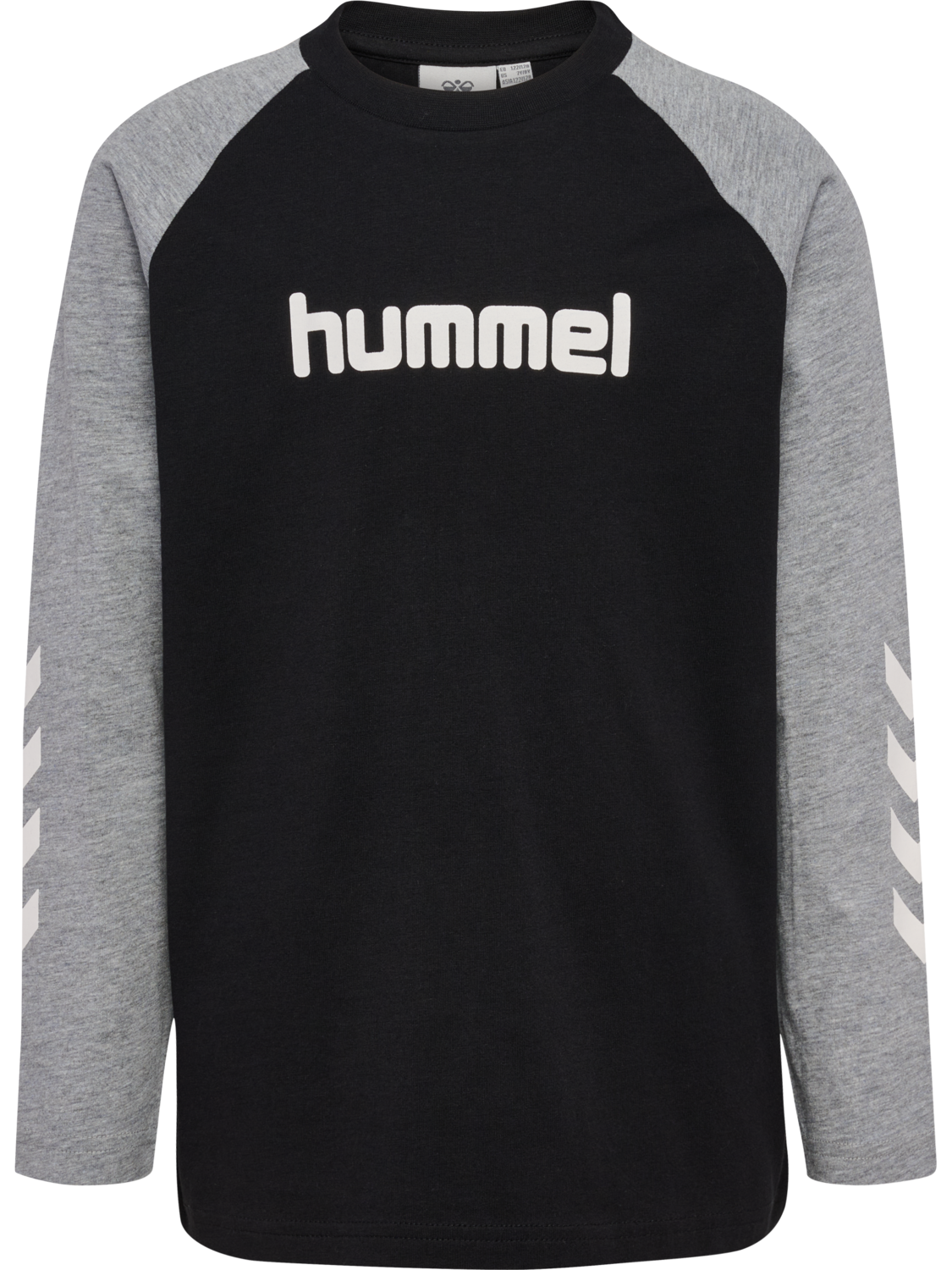 hmlJR LOGO T-SHIRT L/S, BLACK/GREY MELANGE, packshot