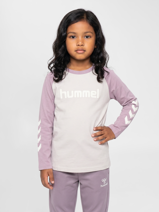 hmlJR LOGO T-SHIRT L/S, SEA FOG, model
