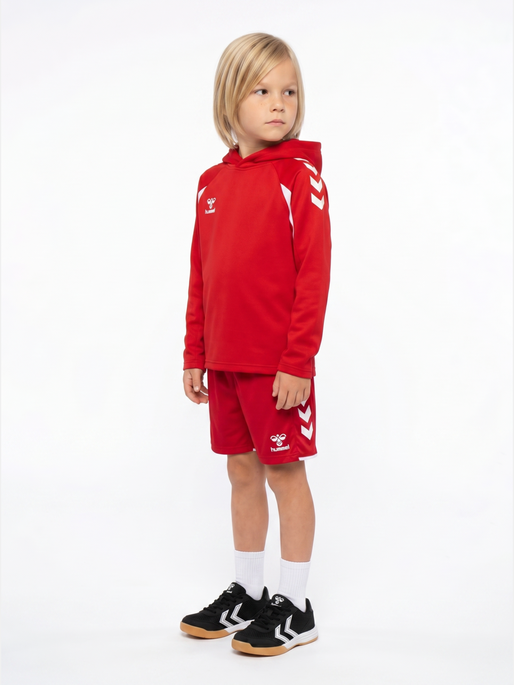hmlCORE 2.0 HOODIE KIDS, TRUE RED/WHITE, model