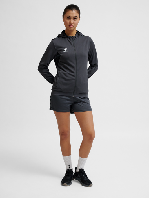 hmlAUTHENTIC PL ZIP HOODIE WOMAN, ASPHALT, model