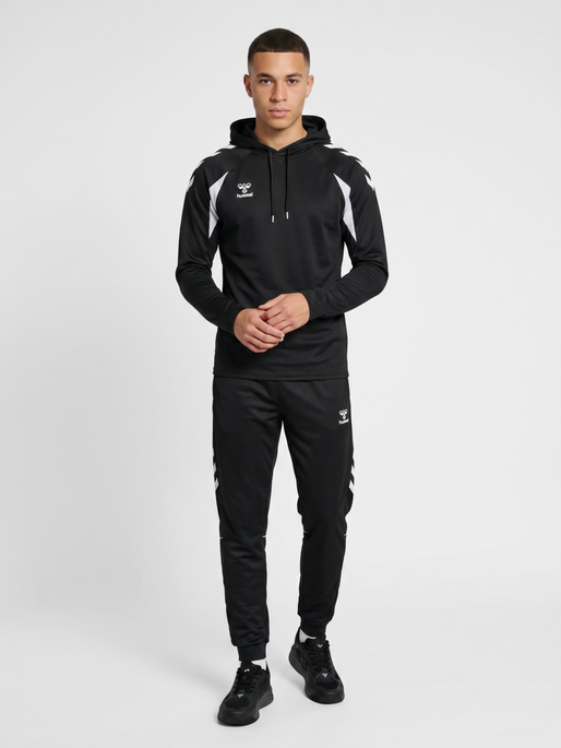 hmlCORE 2.0 HOODIE, BLACK/WHITE, model