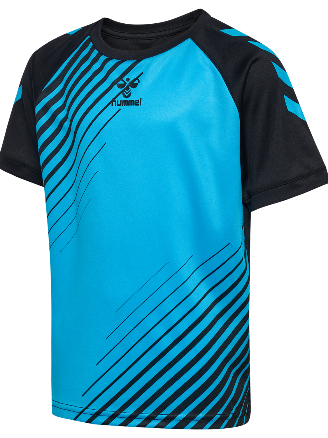 hmlGRAPHIC UNIVERSE JERSEY S/S KIDS, BLACK/NEON BLUE, packshot