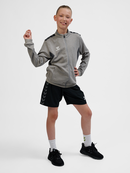 hmlAUTHENTIC PL ZIP JACKET KIDS, GREY MELANGE, model