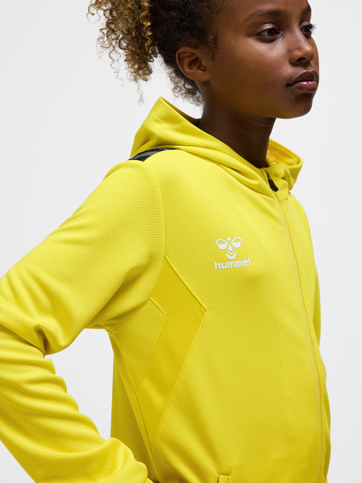 hmlAUTHENTIC PL ZIP HOODIE KIDS, BLAZING YELLOW, model