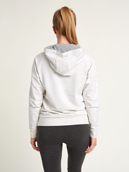 HMLGO COTTON HOODIE WOMAN, EGRET MELANGE, model