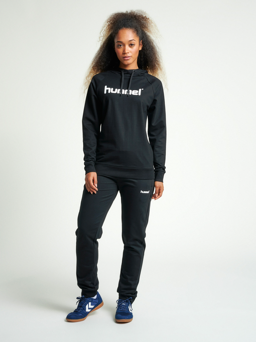 HMLGO COTTON LOGO HOODIE WOMAN, BLACK, model