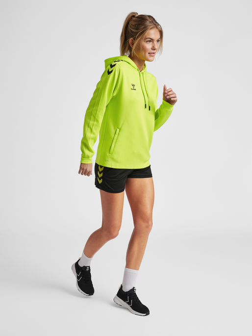 hmlCORE XK POLY SWEAT HOODIE WOMAN, LIME POPSICLE, model