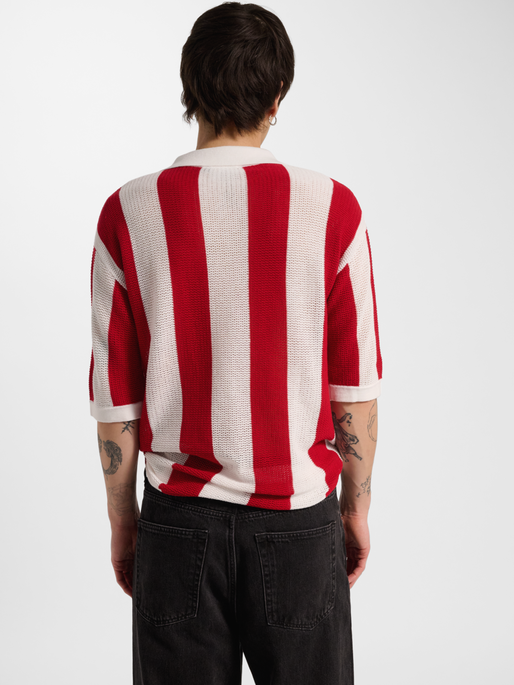 DBU 26 FAN KNIT PULLOVER, WHITE/TANGO RED, model