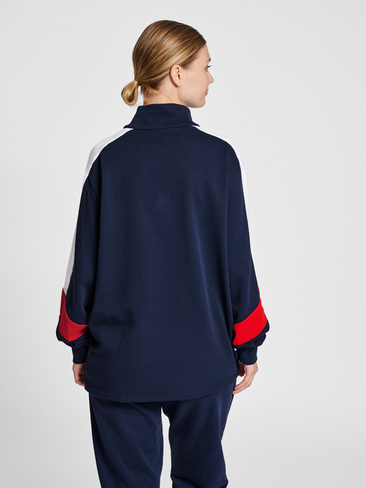 hmlIC CLAUDE HALF ZIP SWEATSHIRT, PEACOAT, model