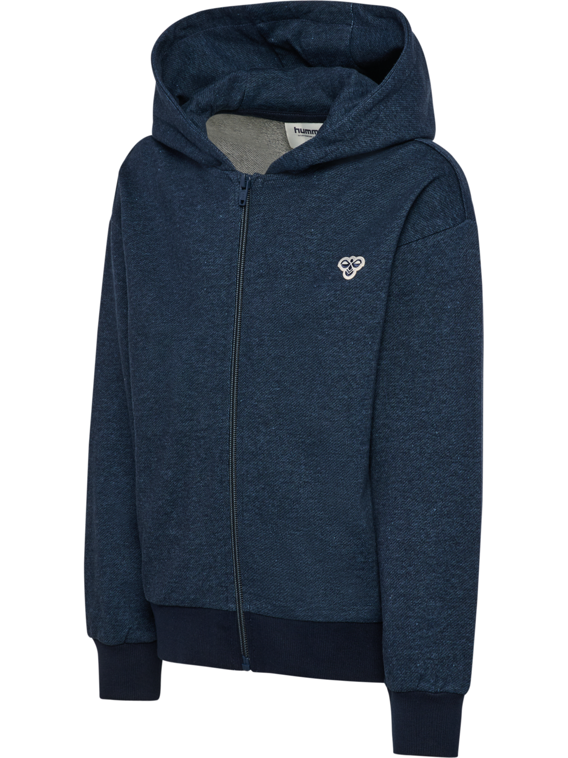 hmlJR LOOSE DNM ZIP HOODIE BEE, DRESS BLUES, packshot