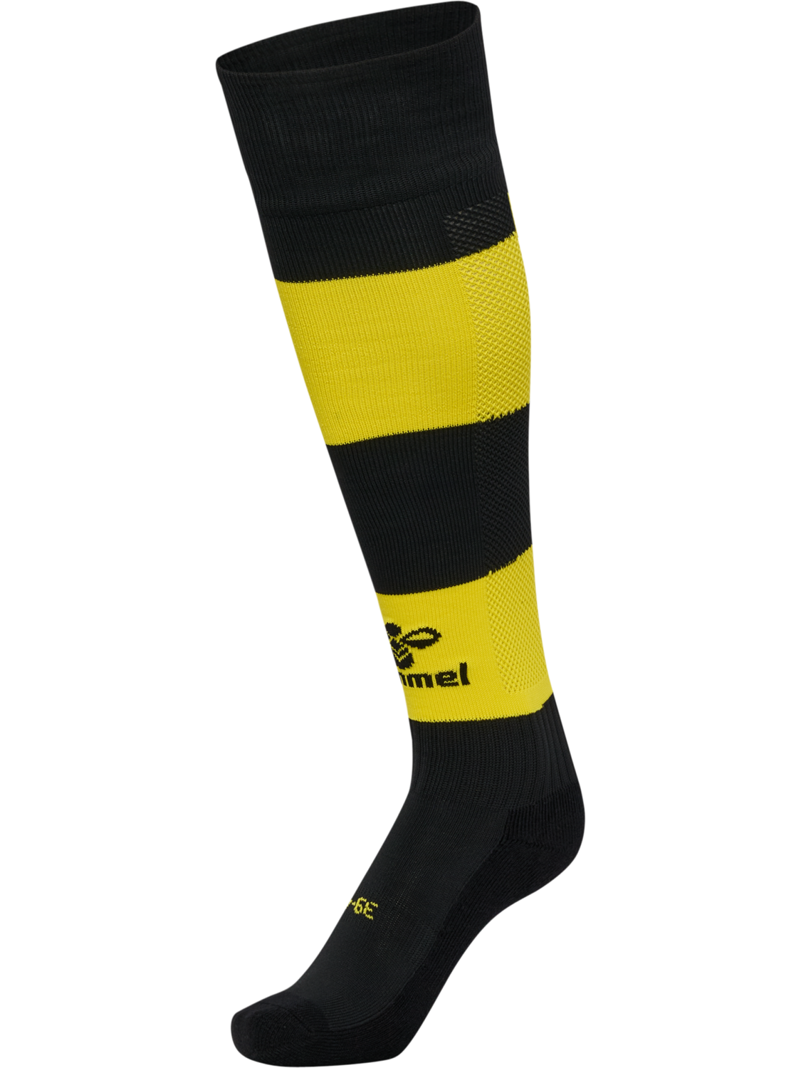 hmlESSENTIAL STRIPE FOOTBALL SOCKS, BLACK/BLAZING YELLOW, packshot
