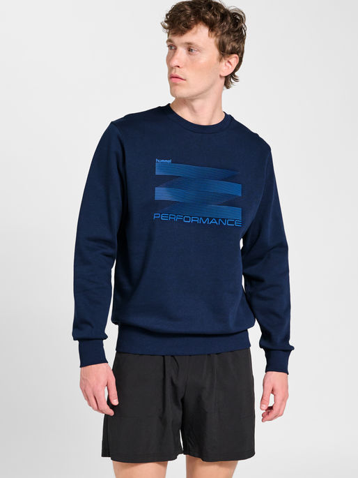 hmlGRAPHIC CREWNECK, DRESS BLUES, model