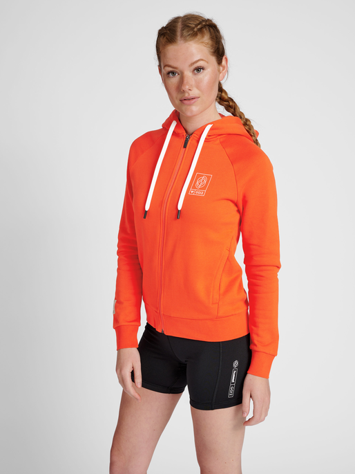 hmlGG12 SWEAT ZIP HOODIE WOMAN, CHERRY TOMATO, model