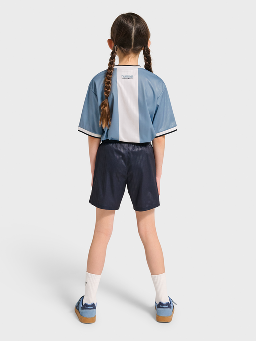 hmlJR LOOSE BALL  JERSEY S/S SET, FADED DENIM, model