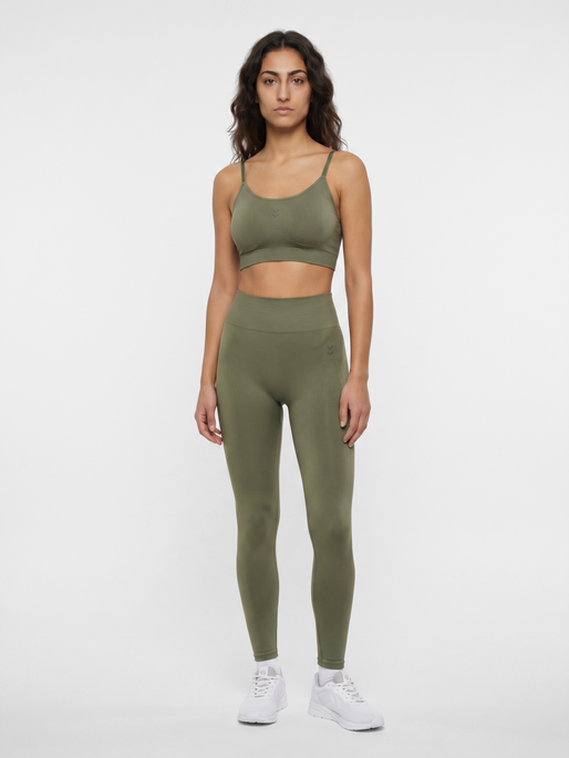 hmlFLOW PADDED BRA, DEEP LICHEN GREEN, model