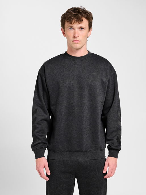 hmlCHEVRON ATHLETIC SWEATSHIRT, DARK GREY MELANGE, model