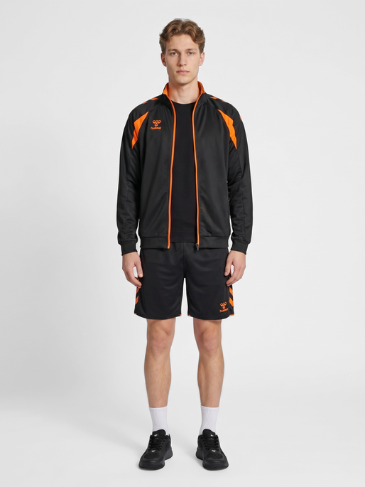hmlCORE 2.0 TRACK ZIP JACKET, BLACK/ORANGE TIGER, model