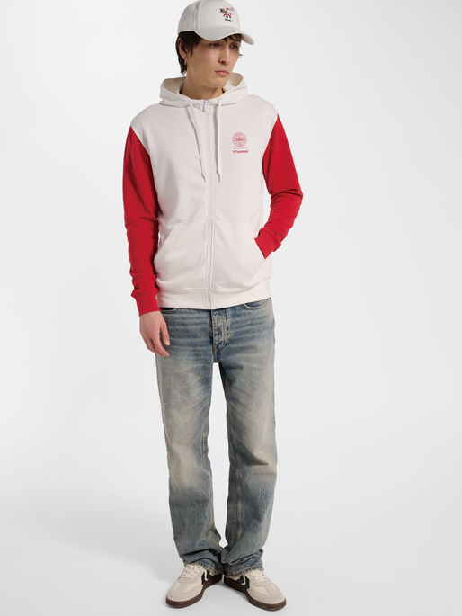 DBU 26 FAN RED-WHITE ZIP HOOD, WHITE/TANGO RED, model