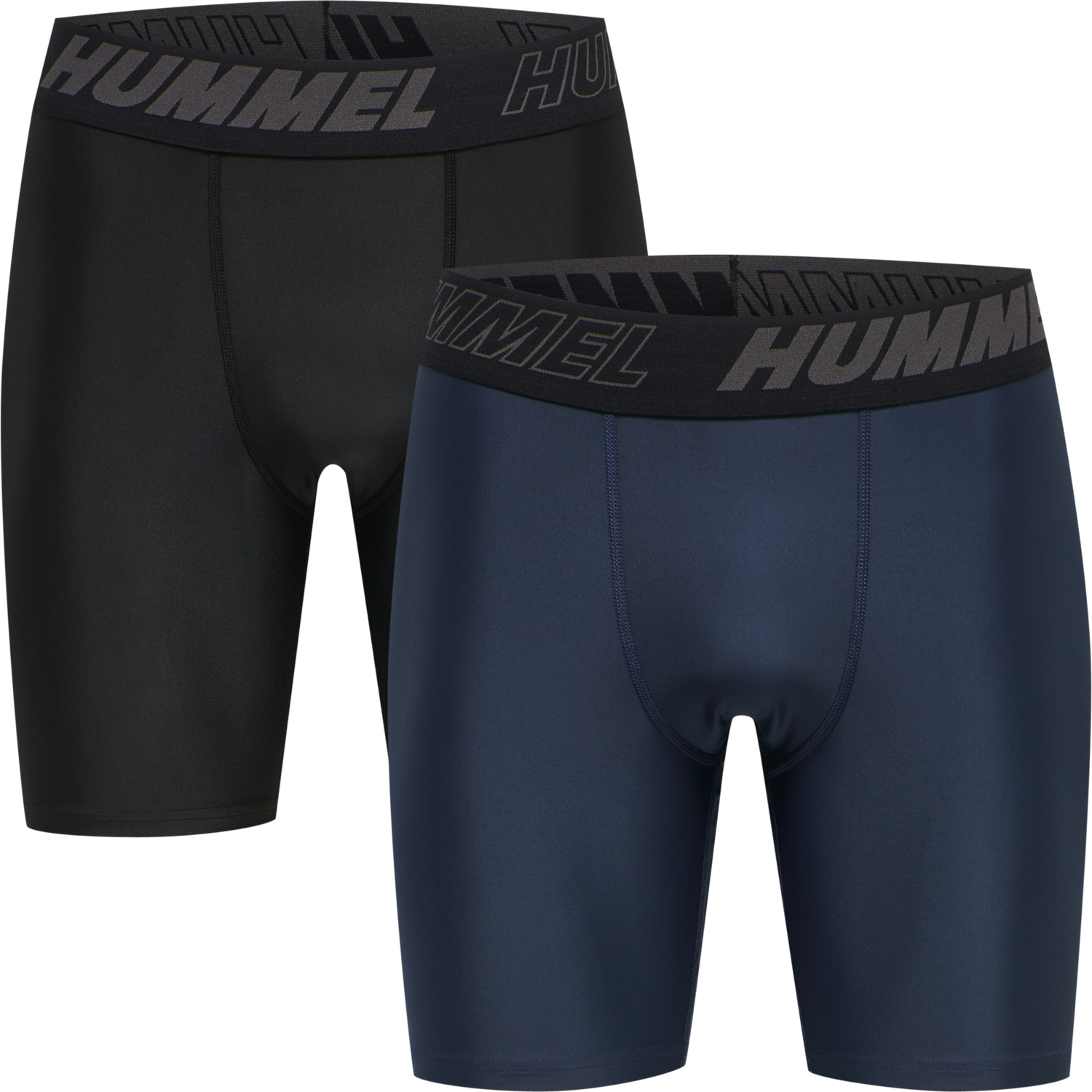 hmlTE TOPAZ 2-PACK TIGHT SHORTS, BLACK/INSIGINA BLUE, packshot