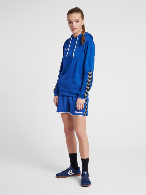 hmlAUTHENTIC POLY HOODIE WOMAN, TRUE BLUE, model