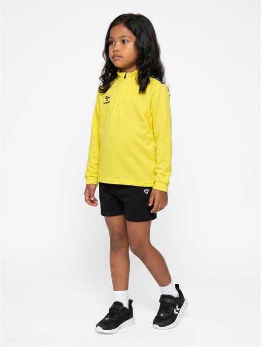 hmlAUTHENTIC HALF ZIP SWEAT KIDS, BLAZING YELLOW, model