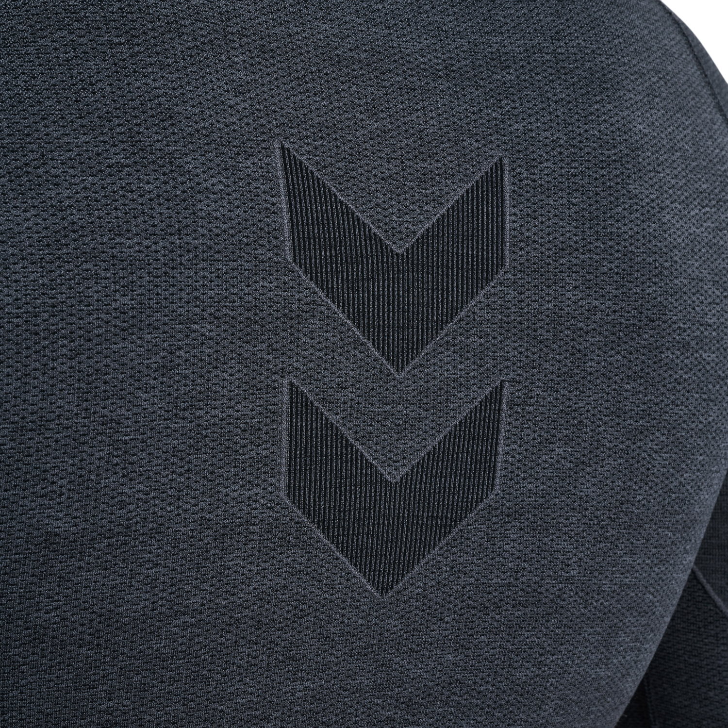 hmlTE MIKE SEAMLESS T-SHIRT L/S, BLACK/ASPHALT MELANGE, packshot