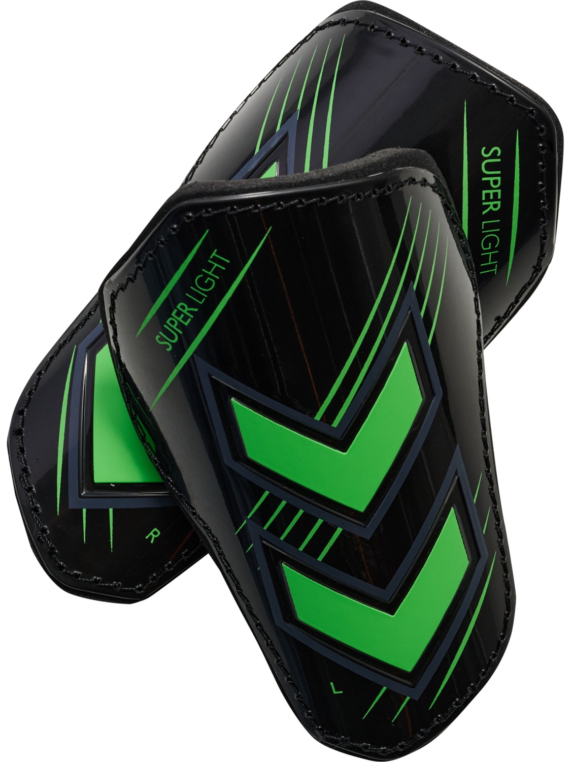 hmlSHIN GUARDS SUPER LIGHT, BLACK/GREEN GECKO, packshot