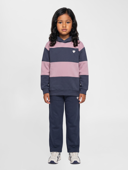 hmlJR LOOSE STRIPE HOODIE BEE, OMBRE BLUE, model