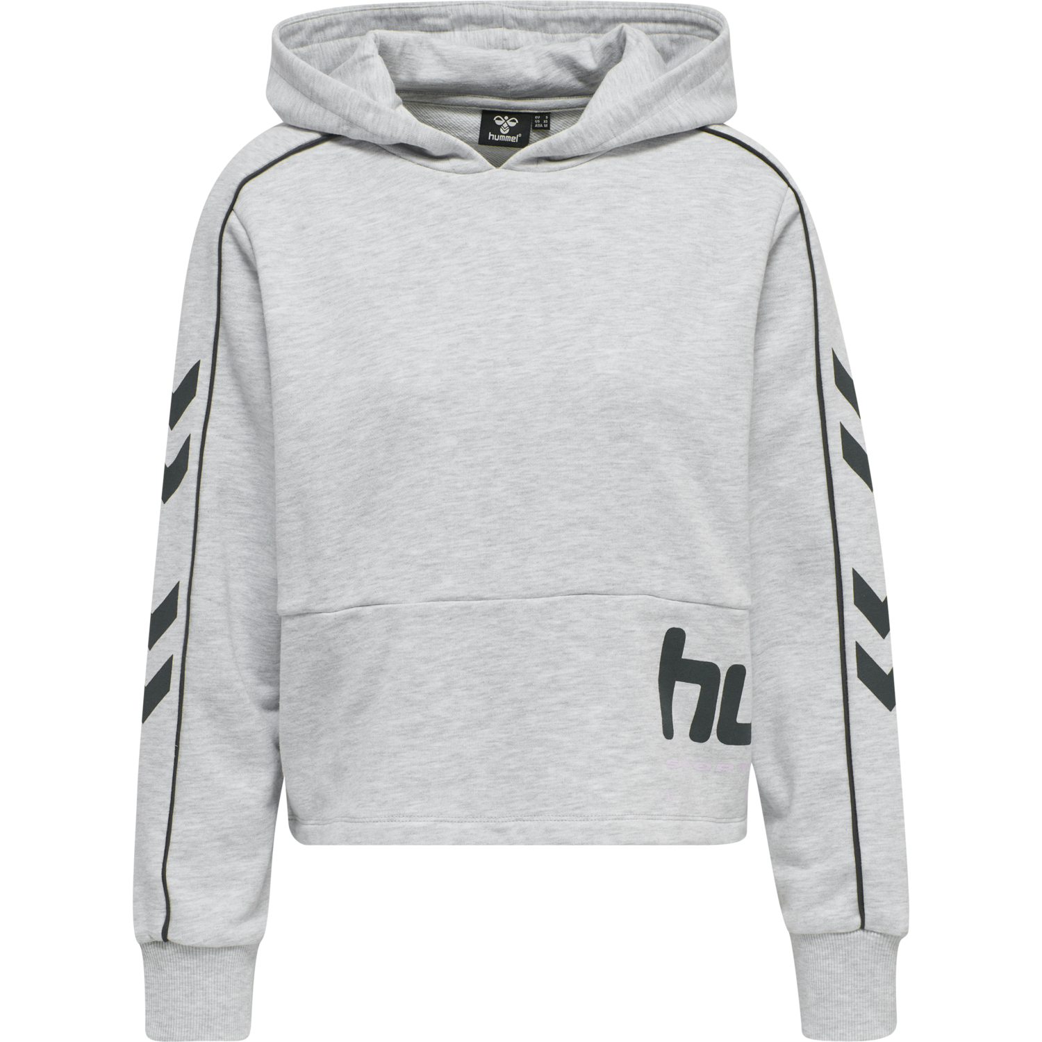 hmlLGC YOKO CROPPED HOODIE, LIGHT GREY MELANGE, packshot