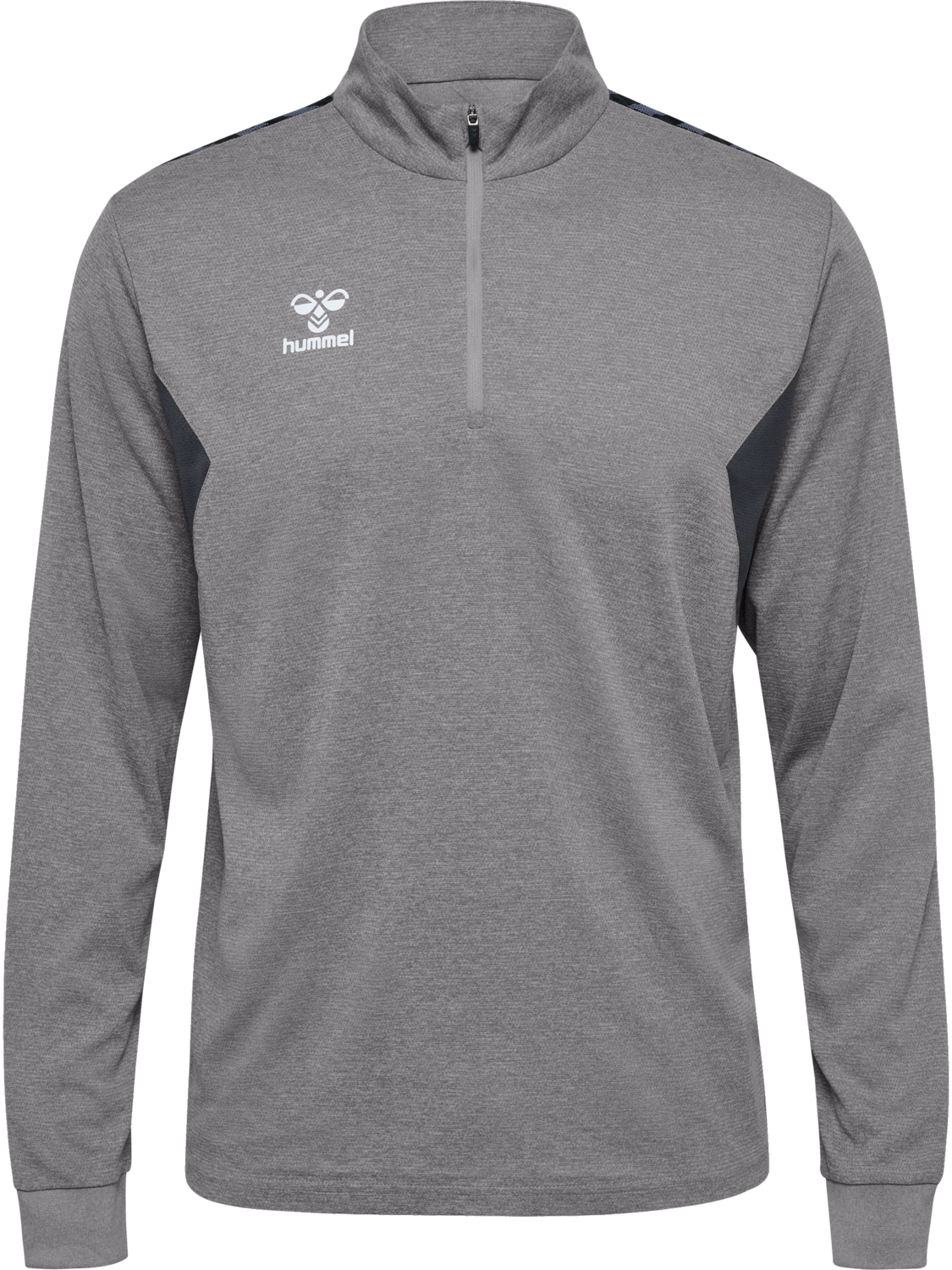 hmlAUTHENTIC HALF ZIP SWEAT, GREY MELANGE, packshot