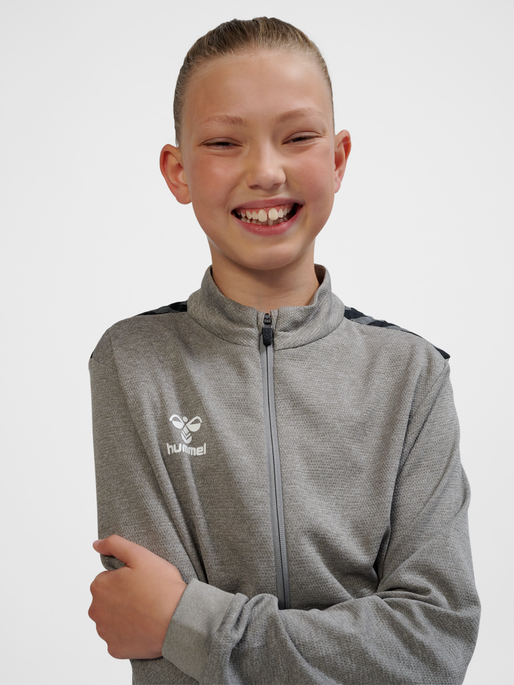 hmlAUTHENTIC PL ZIP JACKET KIDS, GREY MELANGE, model
