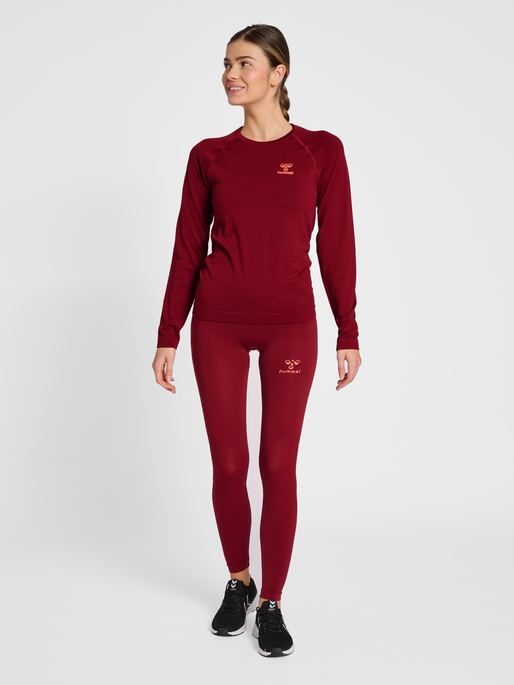 hmlONGRID SEAMLESS L/S WO, RHUBARB/NASTURTIUM, model
