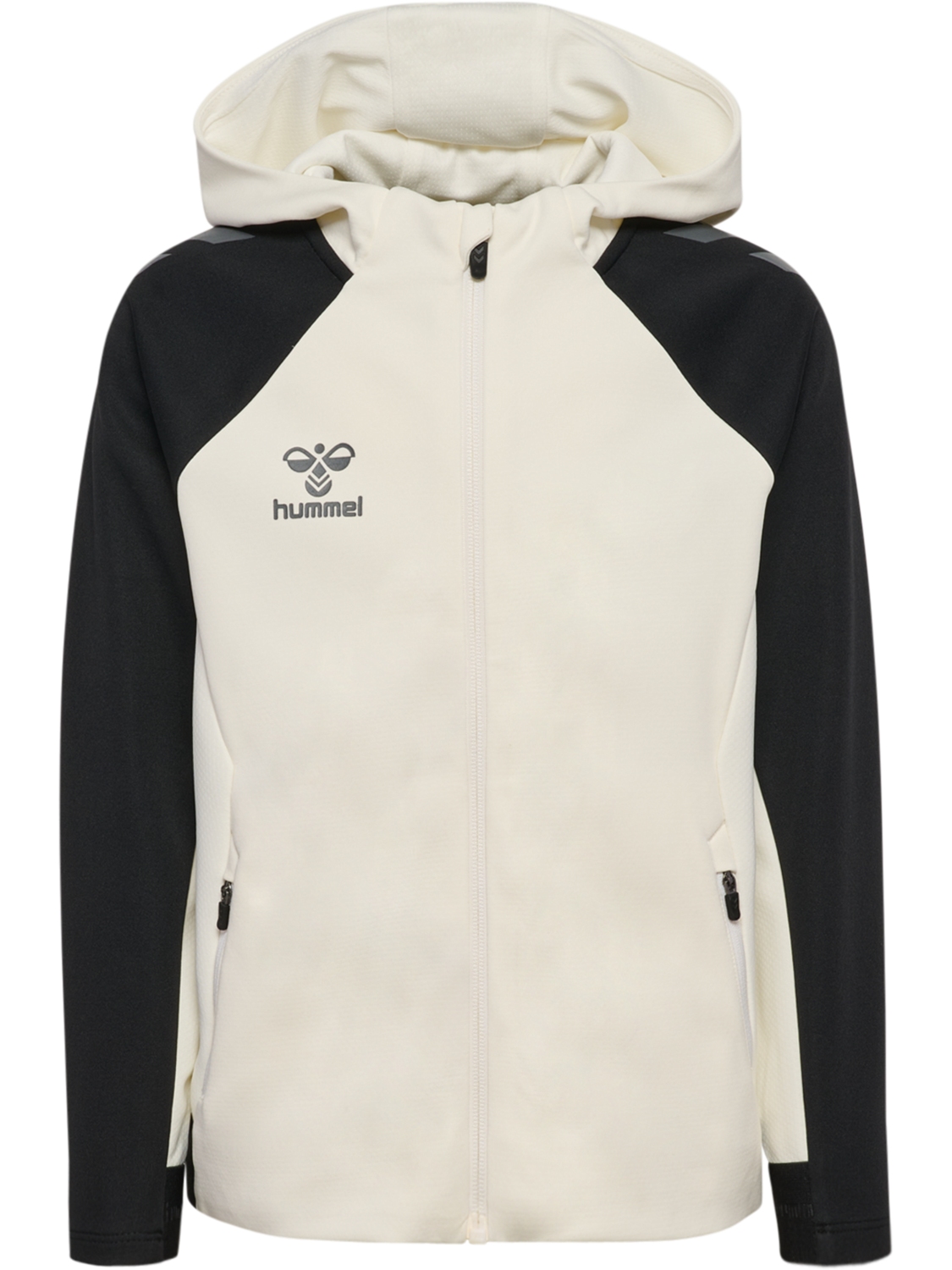 hmlCIMA 2.0 ZIP HOODIE KIDS, MARSHMALLOW/BLACK, packshot